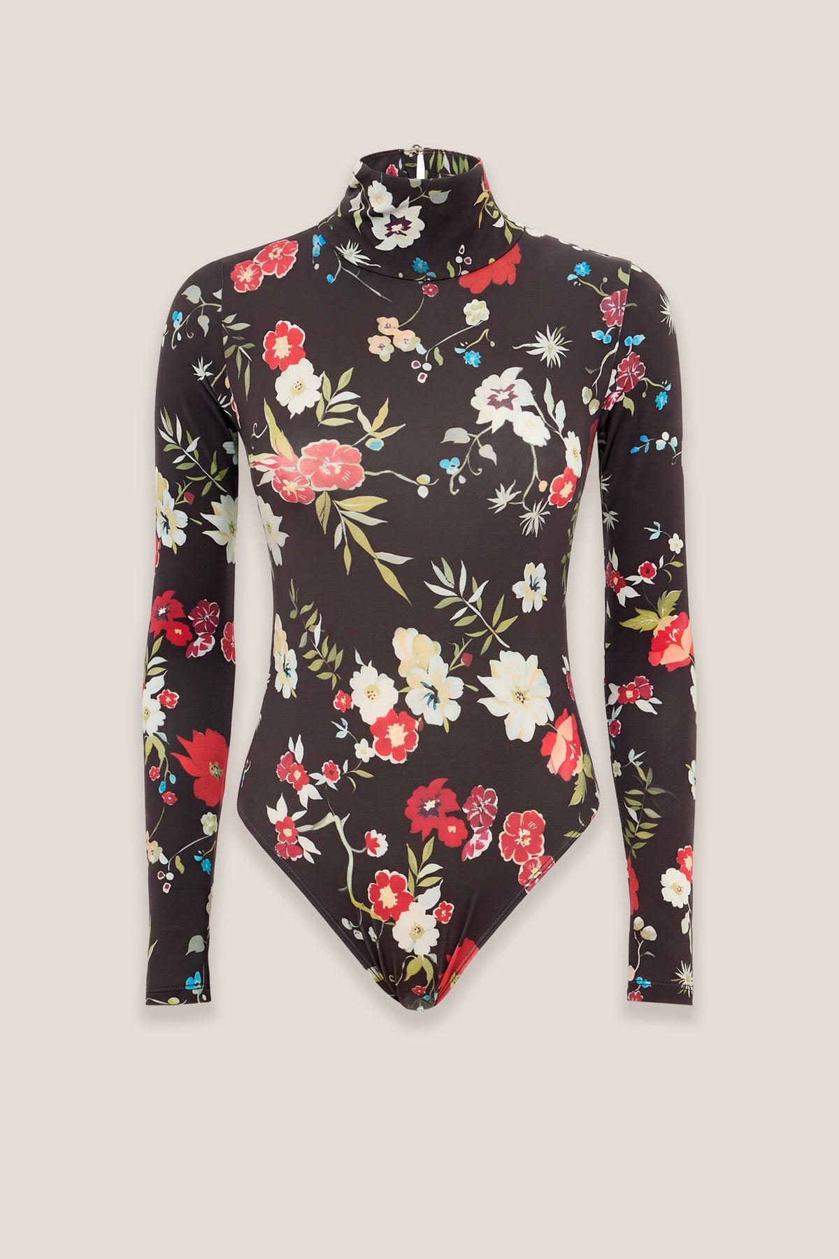 Céleste Testa di moro high-neck bodysuit, front, on a plain background