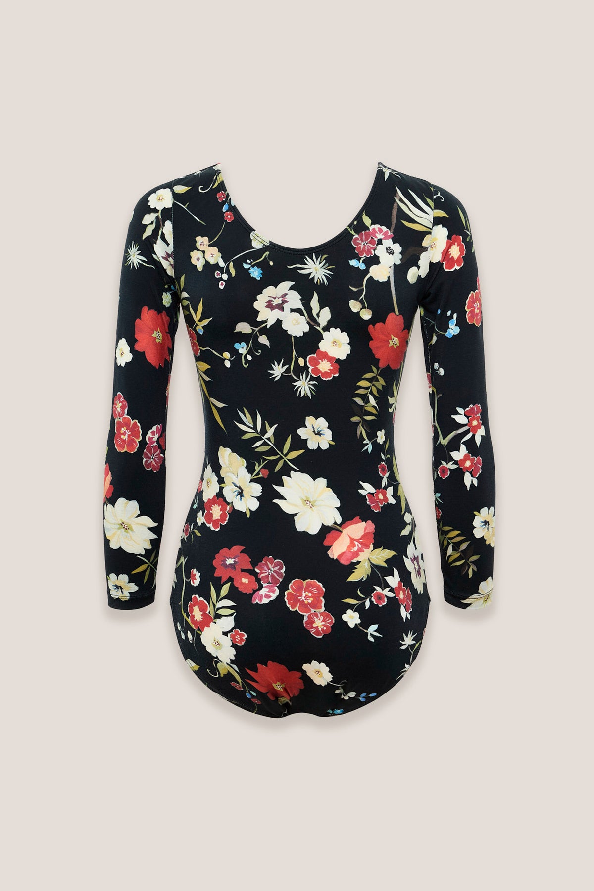 Body con scollo a V Lune Nero, retro, su fondo neutro