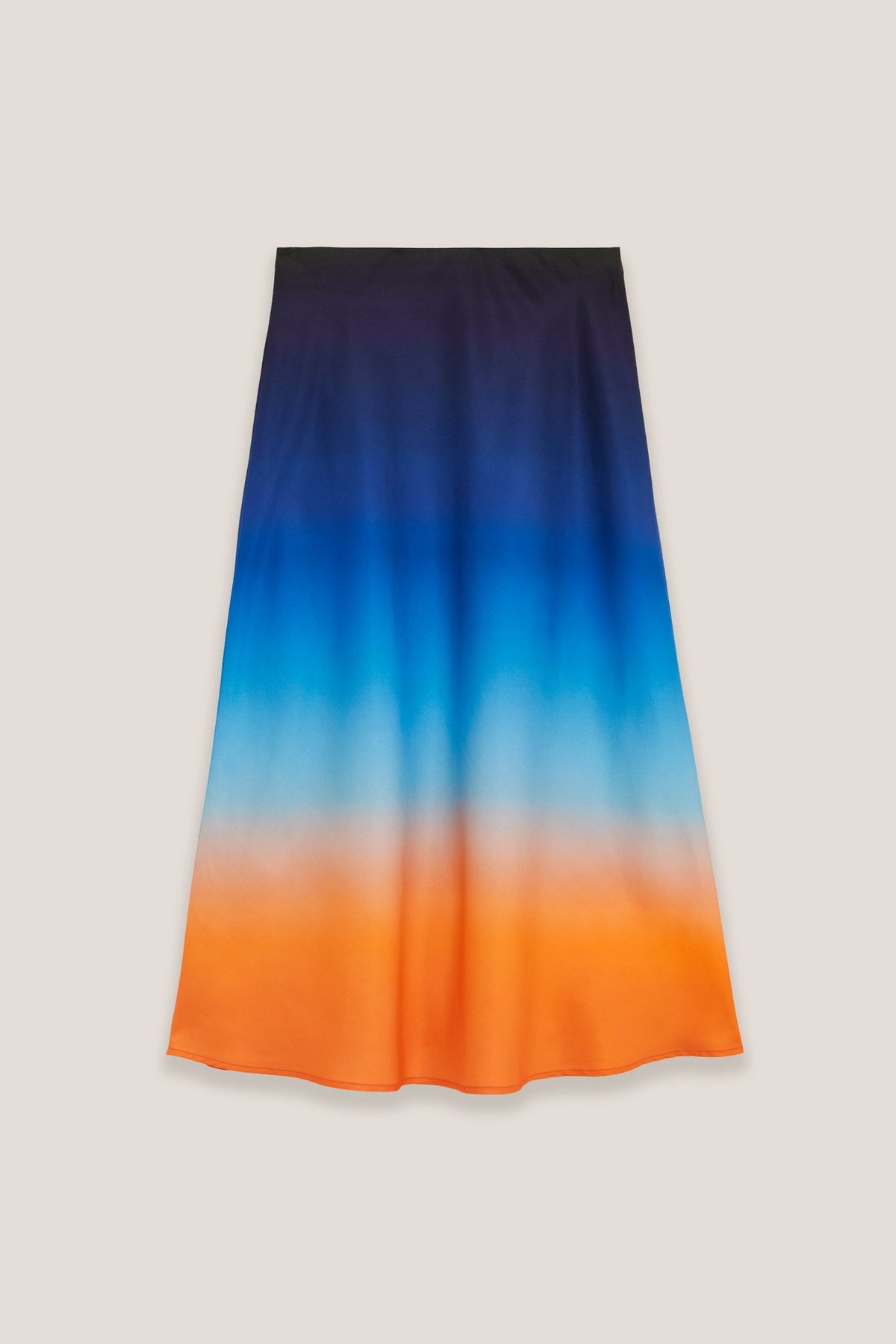 Lola Aria satin midi skirt, front, on a plain background