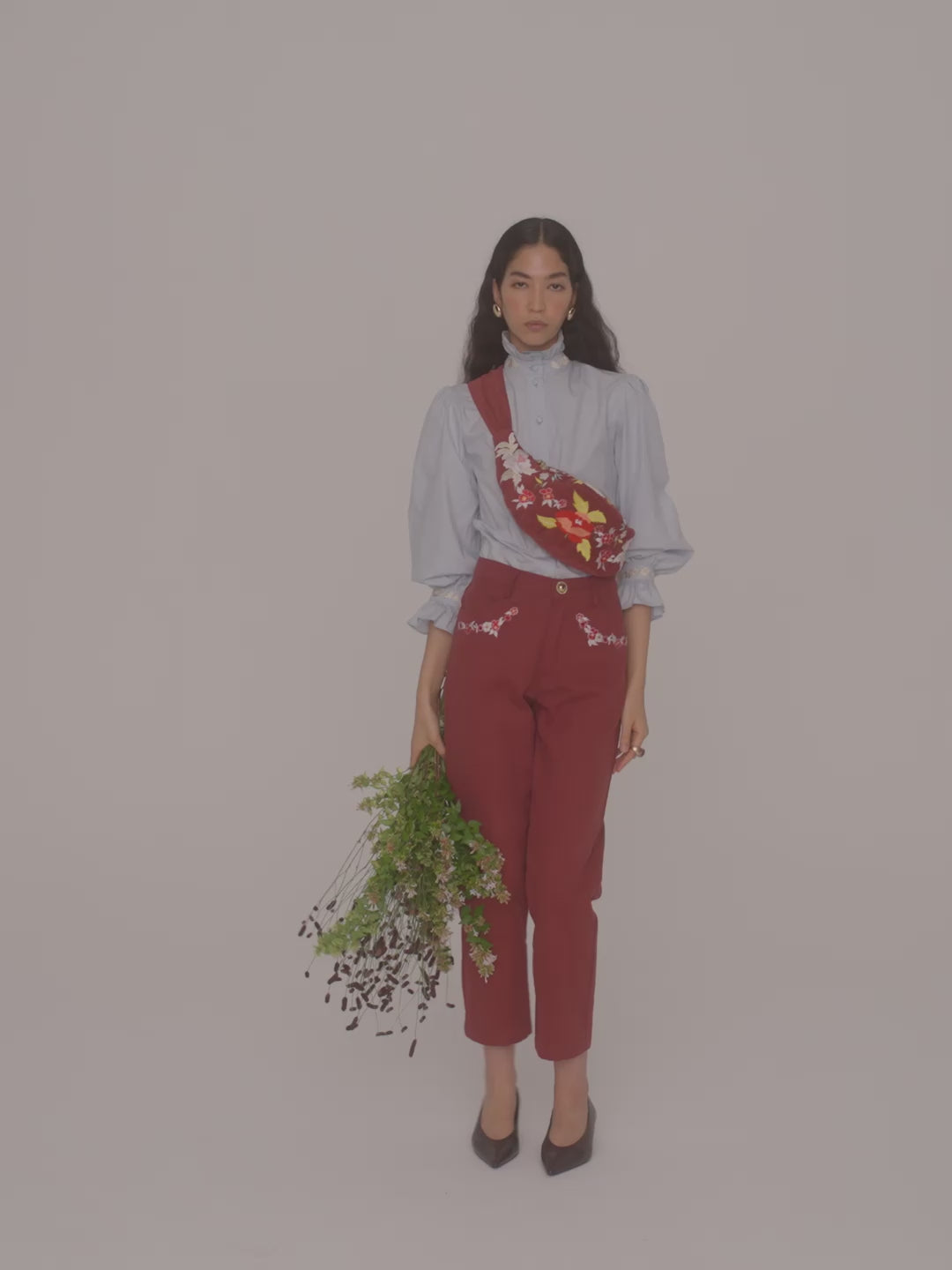 Ninfa Bag en velours brodé Melograno